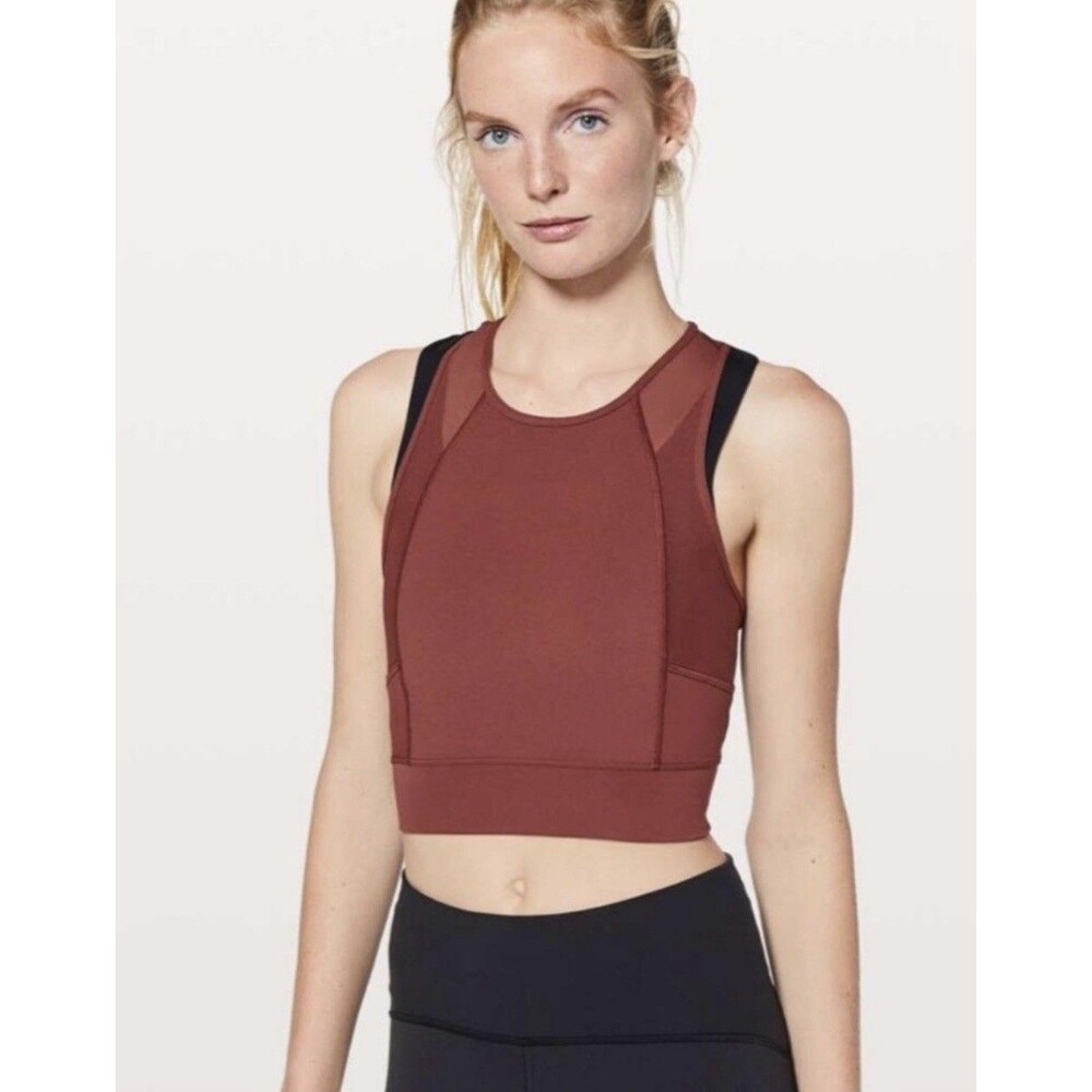 Lululemon Savannah Rust Laser Speed Train Cropped Tank Top Women's Size 8